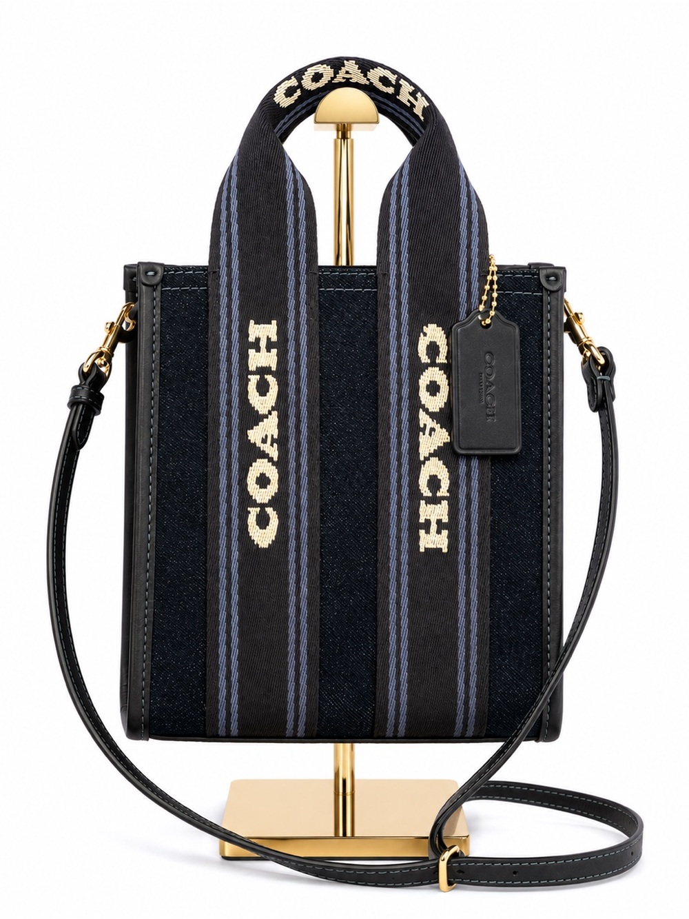 COACH Black Denim Crossbody with Branded Webbing